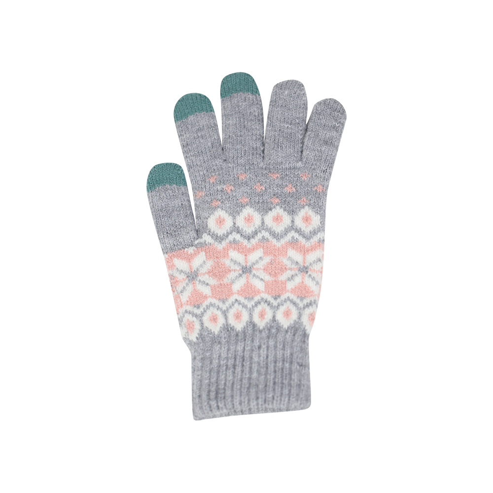 Three-finger acrylic jacquard touch screen knitted gloves