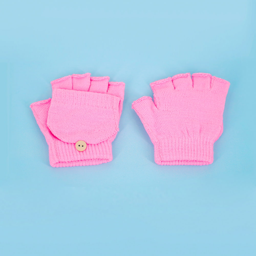 Children's half finger knit flap gloves