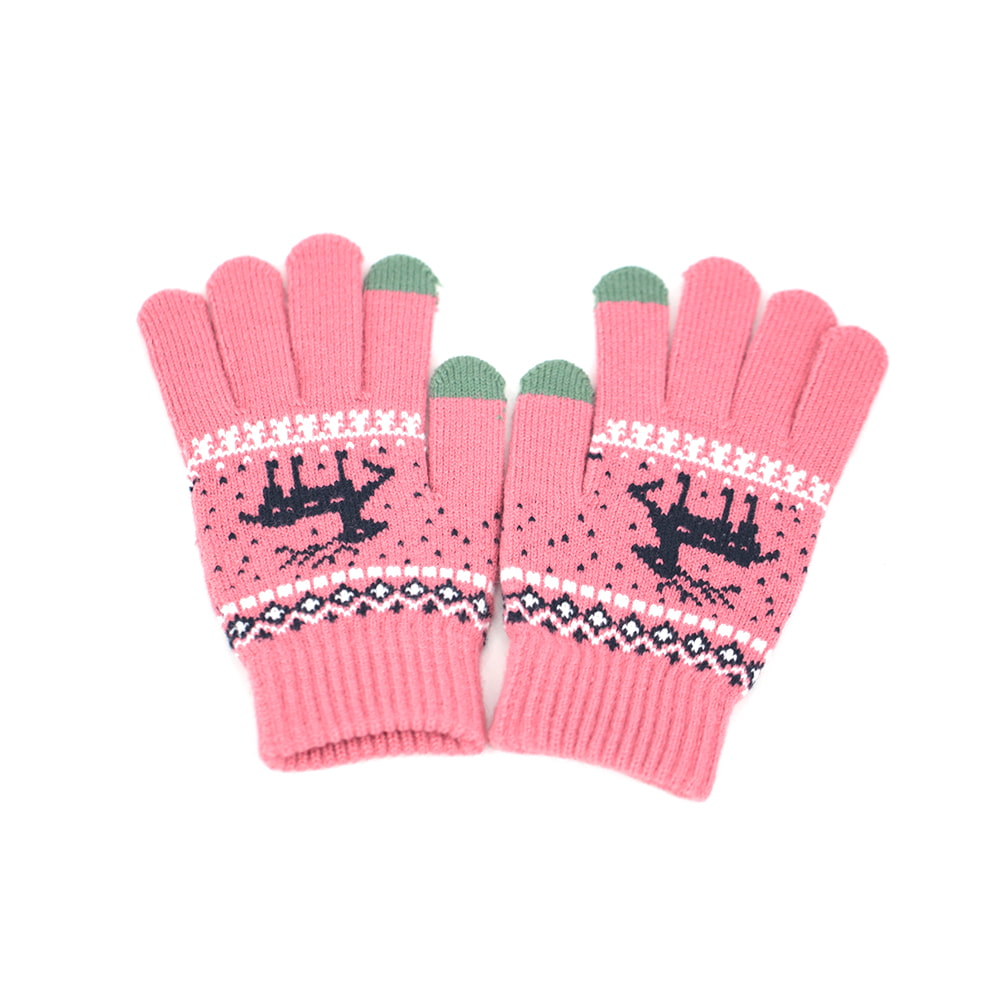 Two finger acrylic jacquard touch screen gloves