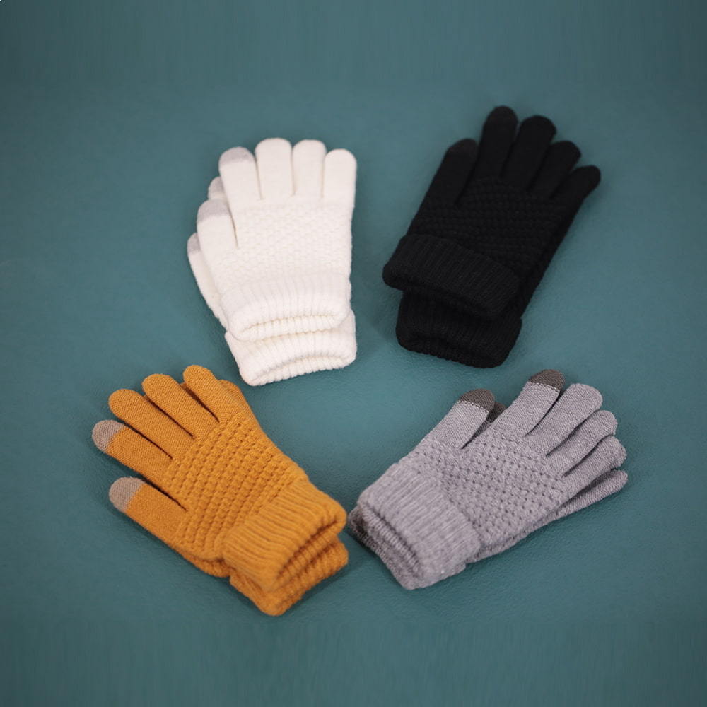 Solid color two finger knit touch screen gloves