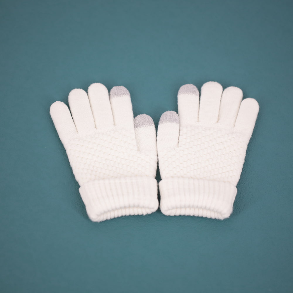 Solid color two finger knit touch screen gloves