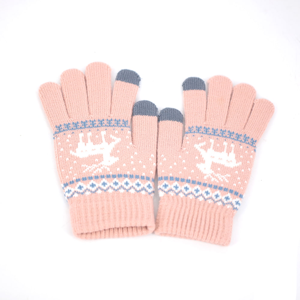 Two finger acrylic jacquard touch screen gloves