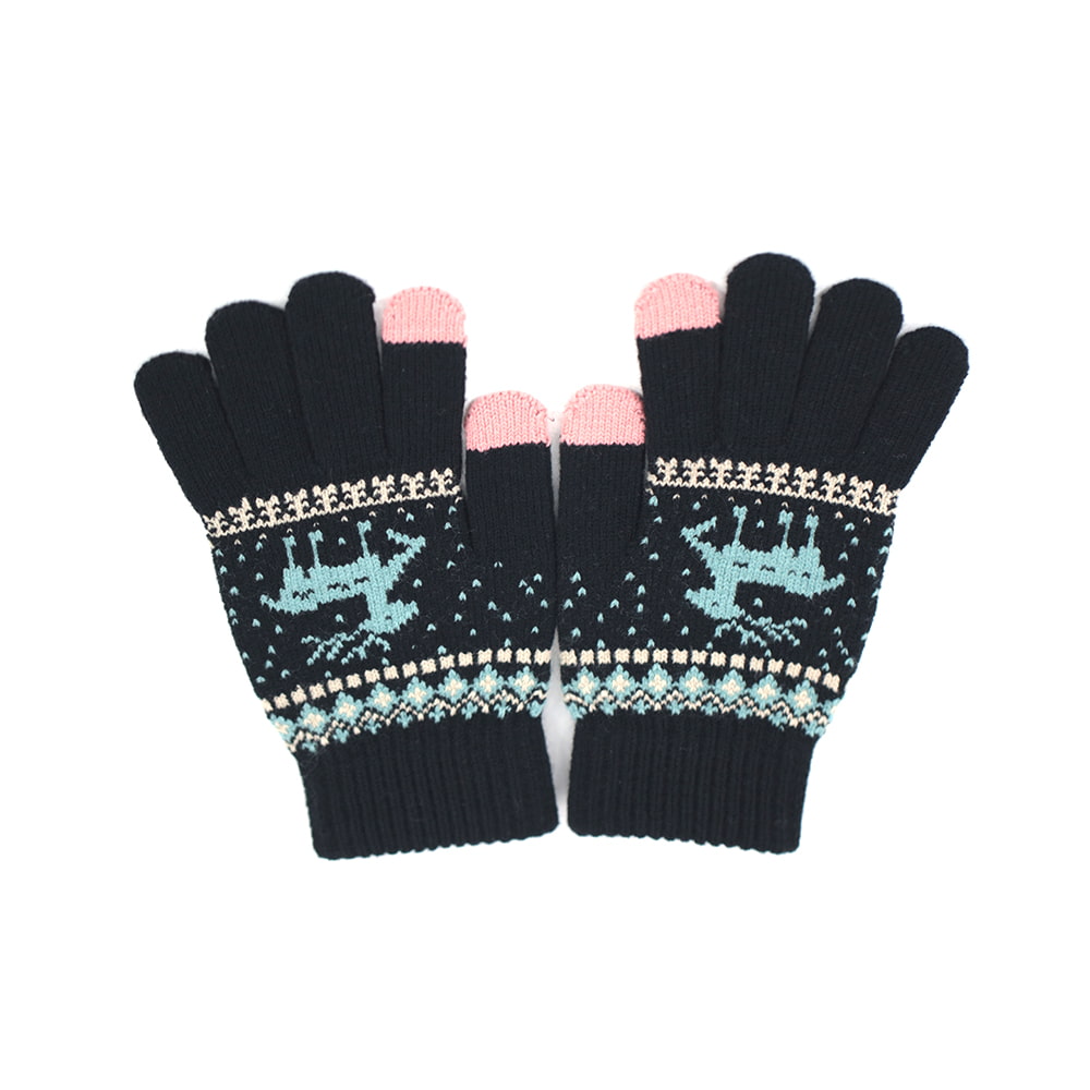 Two finger acrylic jacquard touch screen gloves