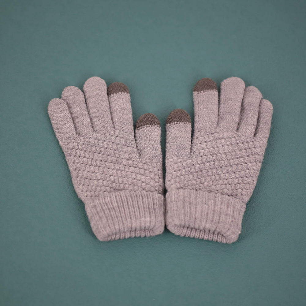 Solid color two finger knit touch screen gloves
