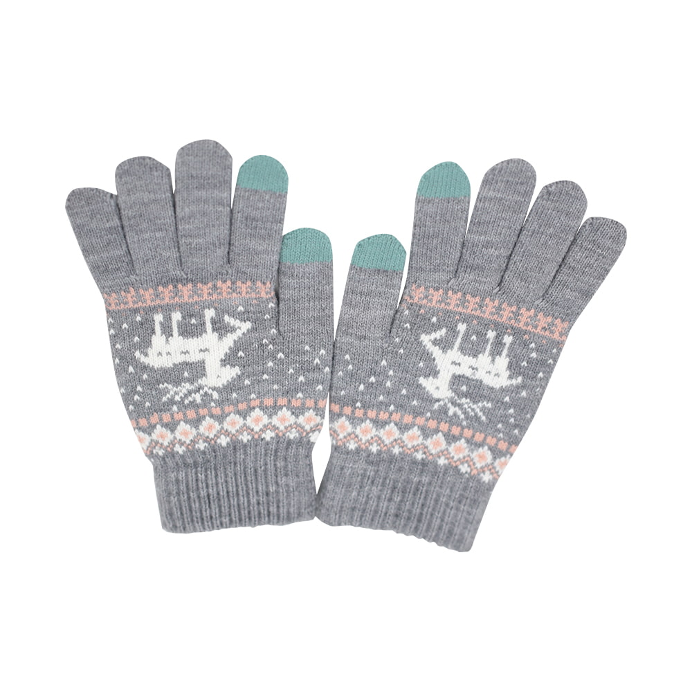 Two finger acrylic jacquard touch screen gloves
