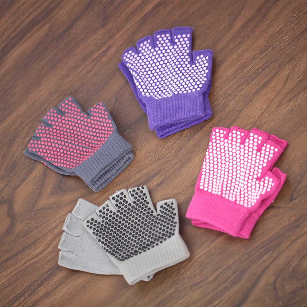 Yoga anti-slip half finger knit glove