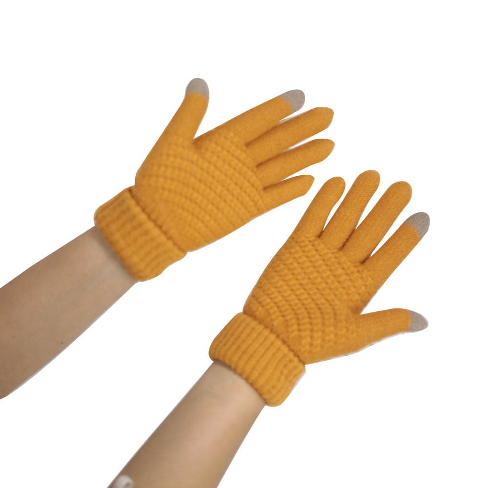 Solid color two finger knit touch screen gloves