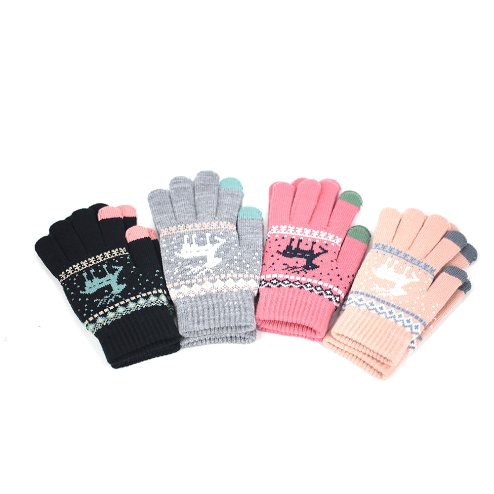 Two finger acrylic jacquard touch screen gloves