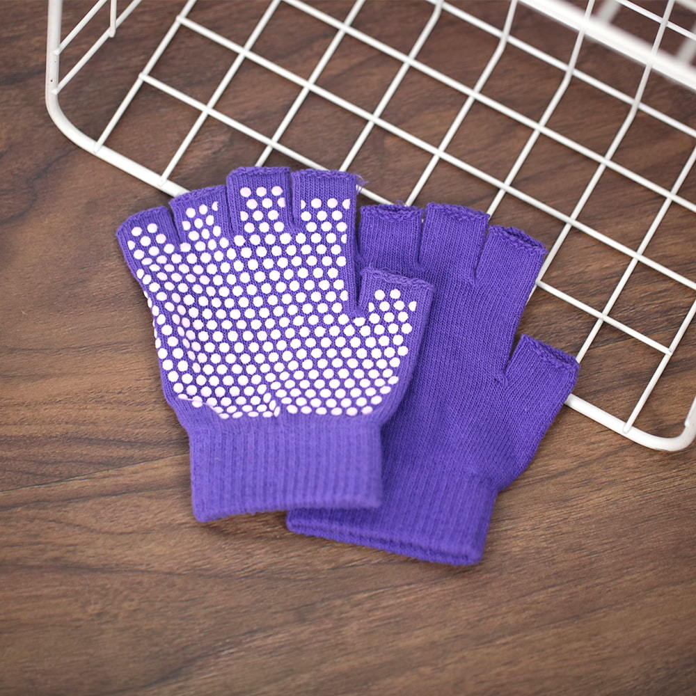 Yoga anti-slip half finger knit glove
