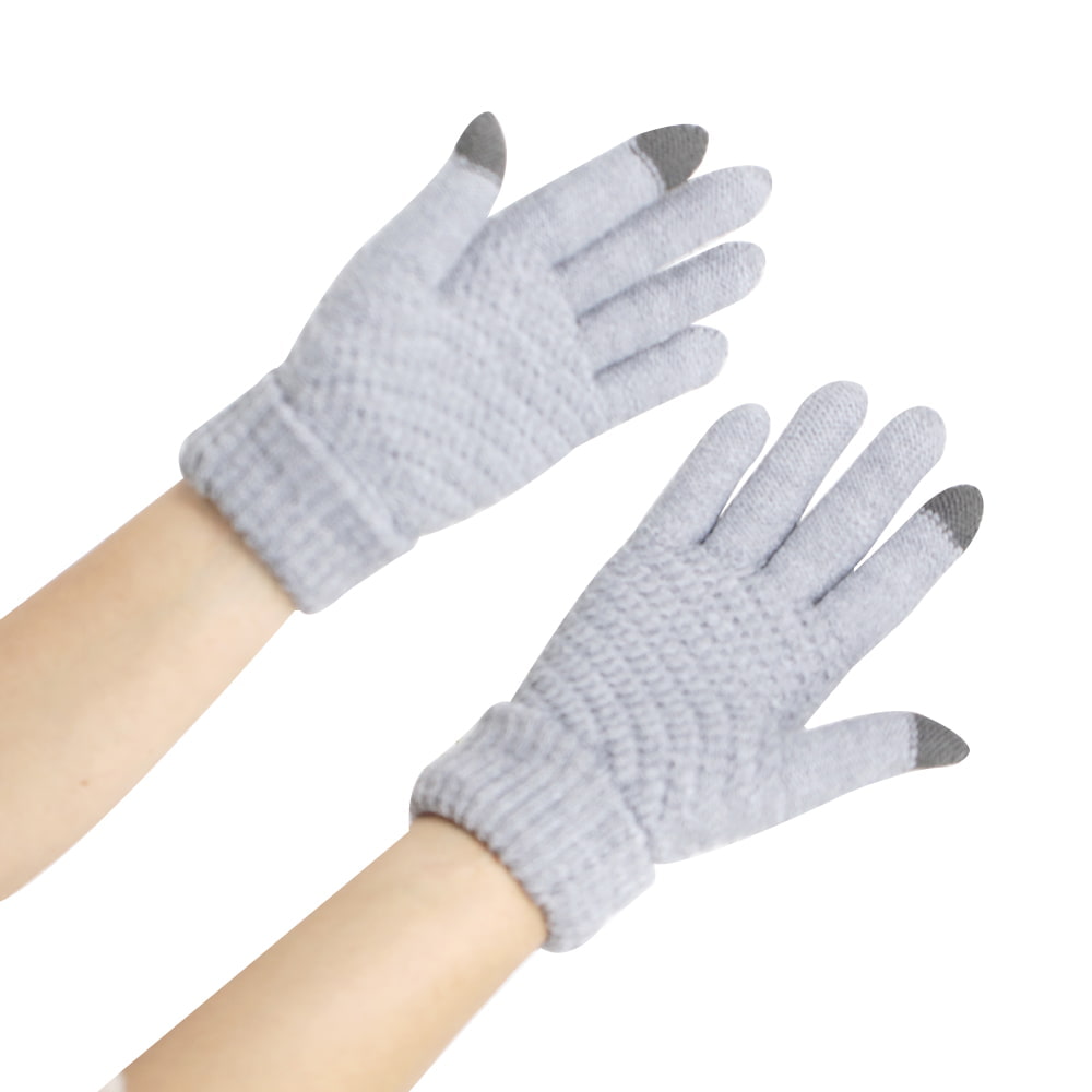 Solid color two finger knit touch screen gloves