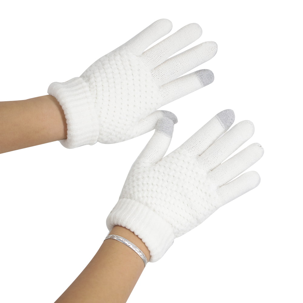 Solid color two finger knit touch screen gloves