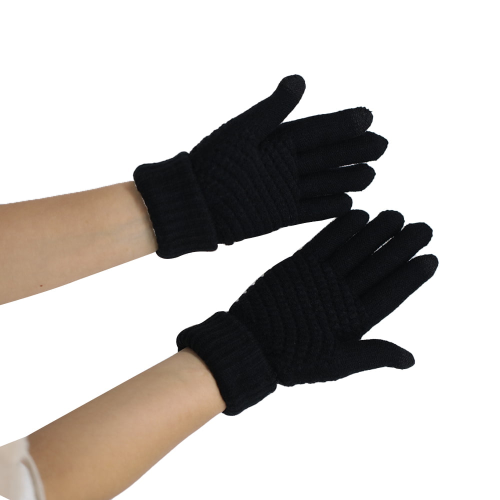 Solid color two finger knit touch screen gloves