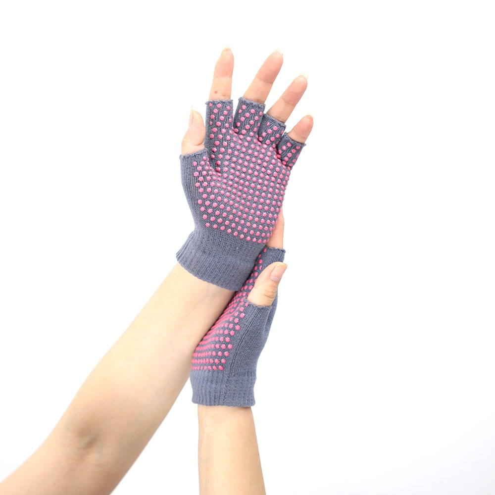 Yoga anti-slip half finger knit glove
