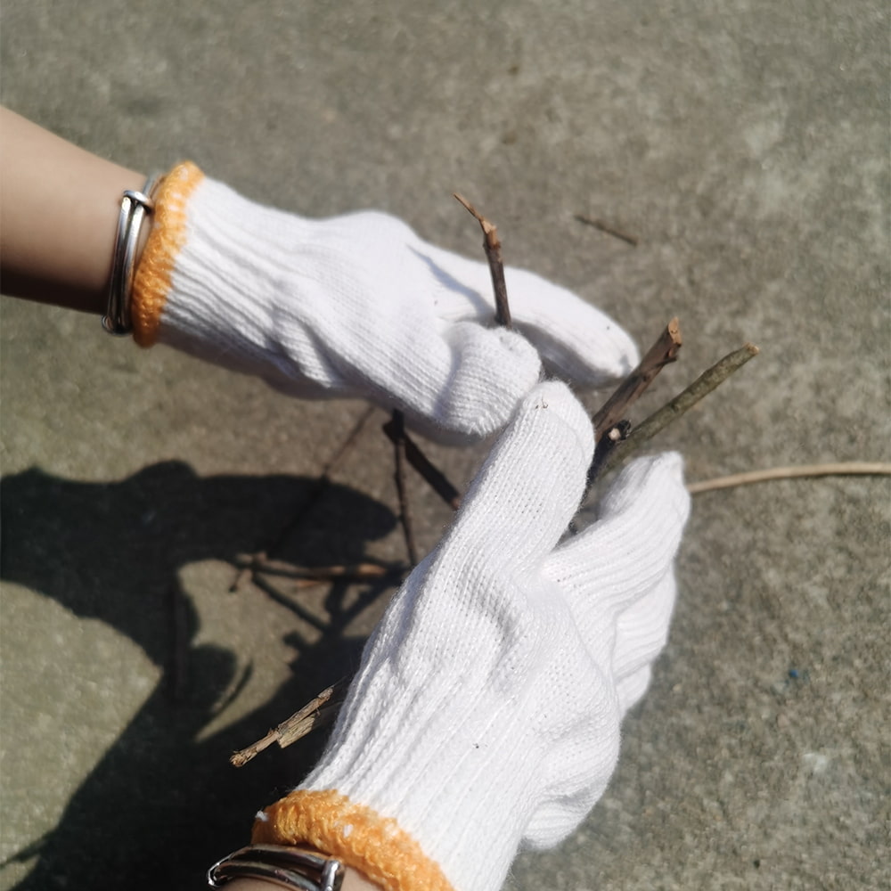 White polyester cotton child work gloves