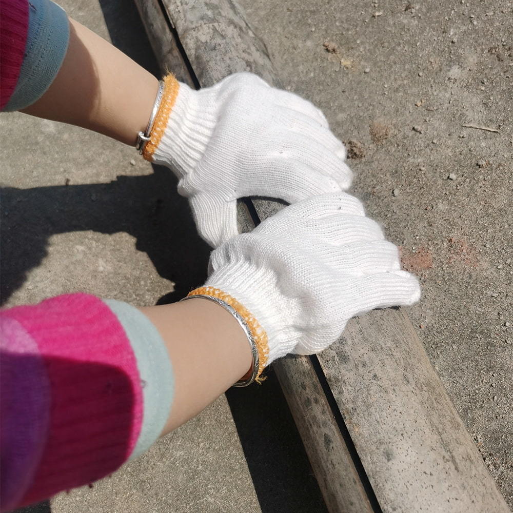White polyester cotton child work gloves