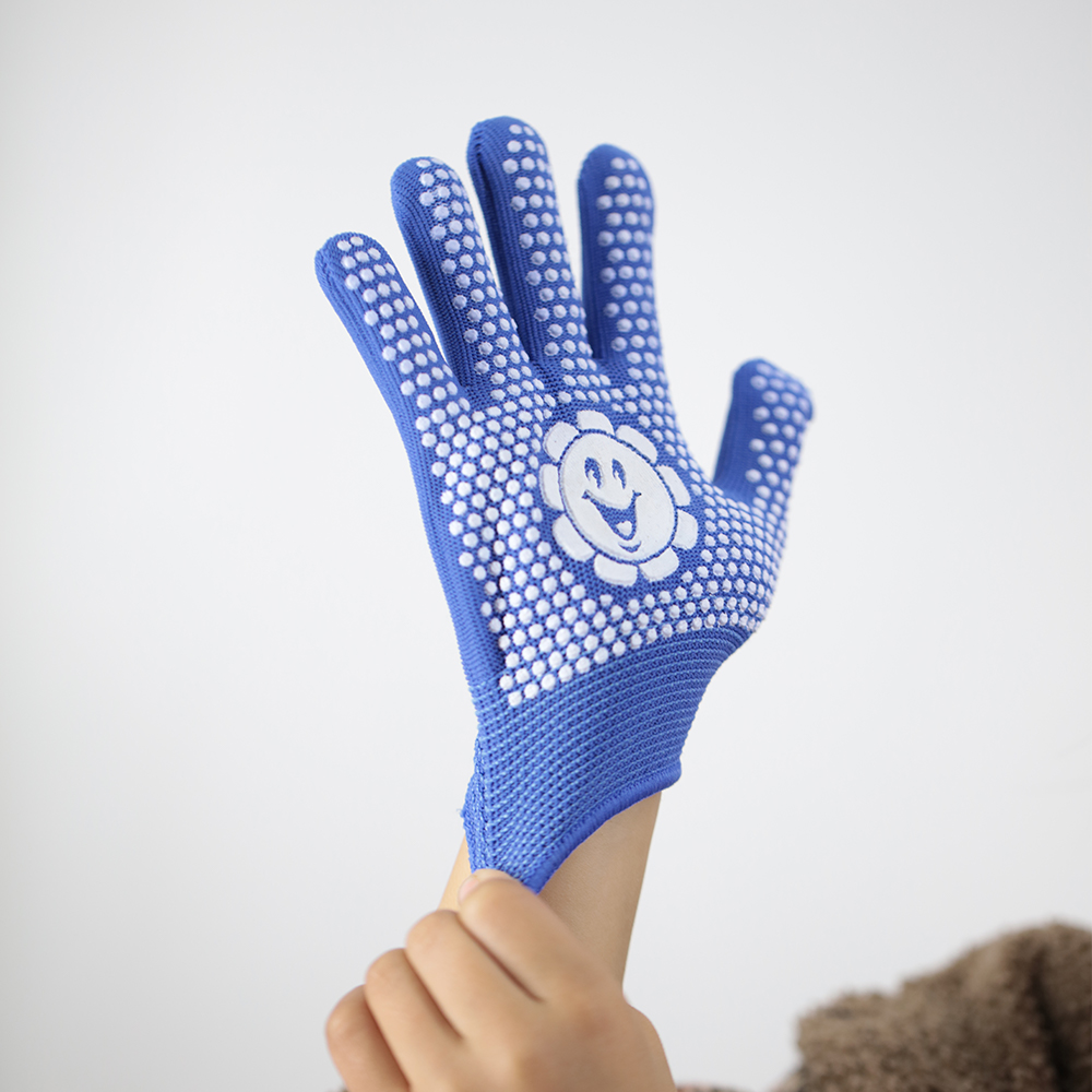 Blue nylon gloves