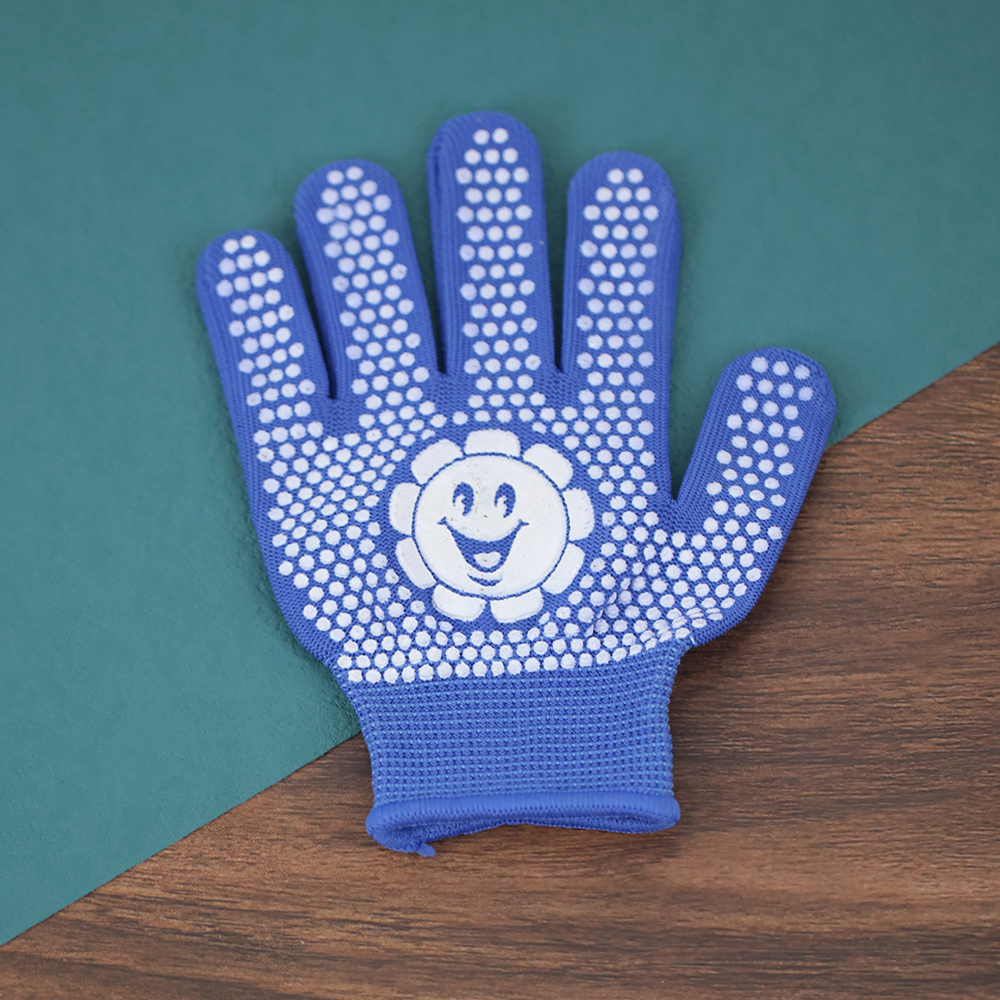 Blue nylon gloves