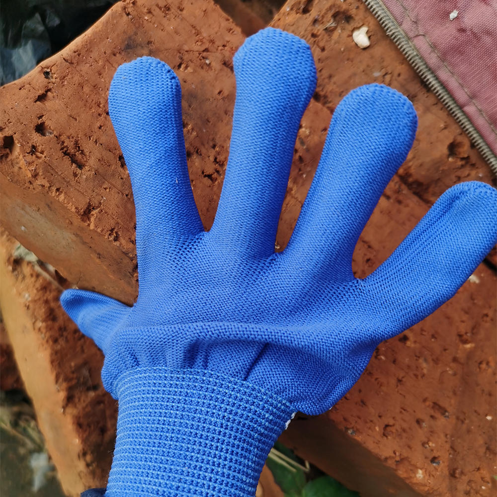 Blue nylon gloves