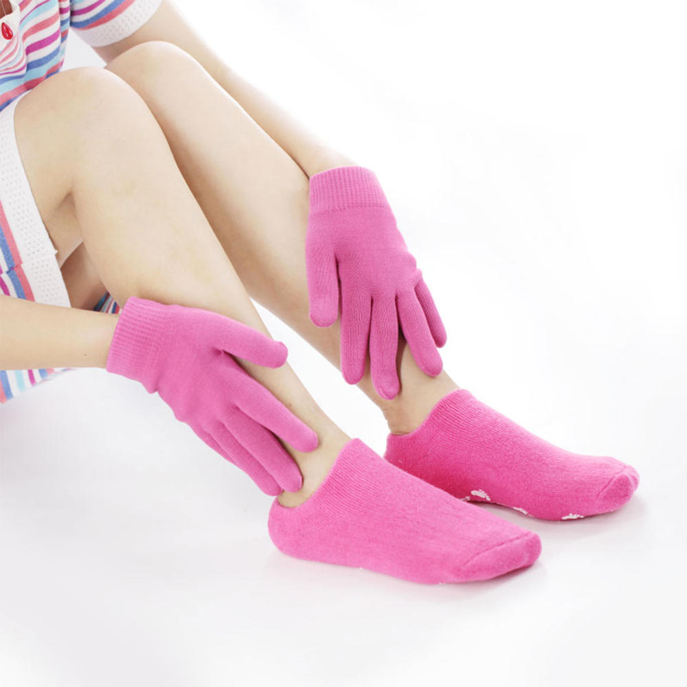 Cotton essential oil gel spa socks and gloves set