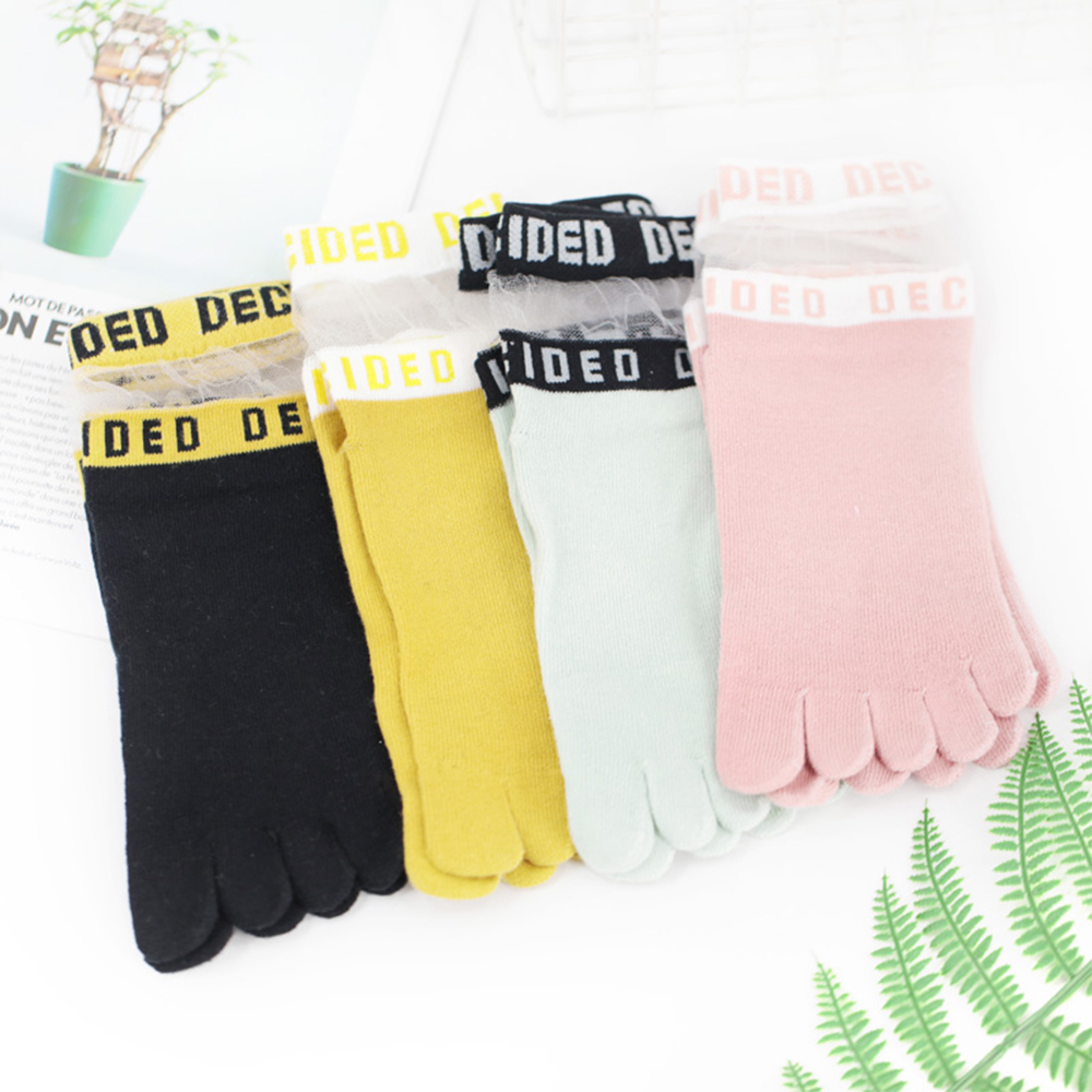 Transparent socks five-toed short cotton socks