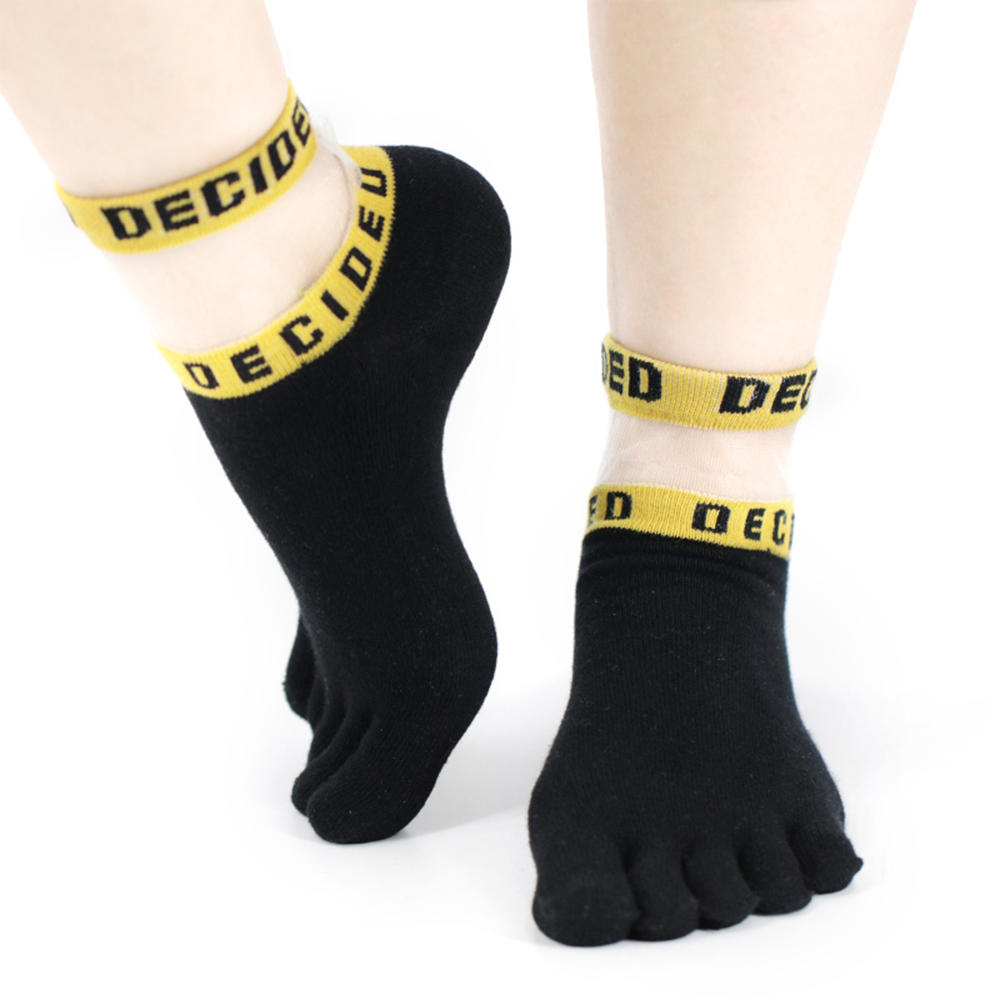 Transparent socks five-toed short cotton socks