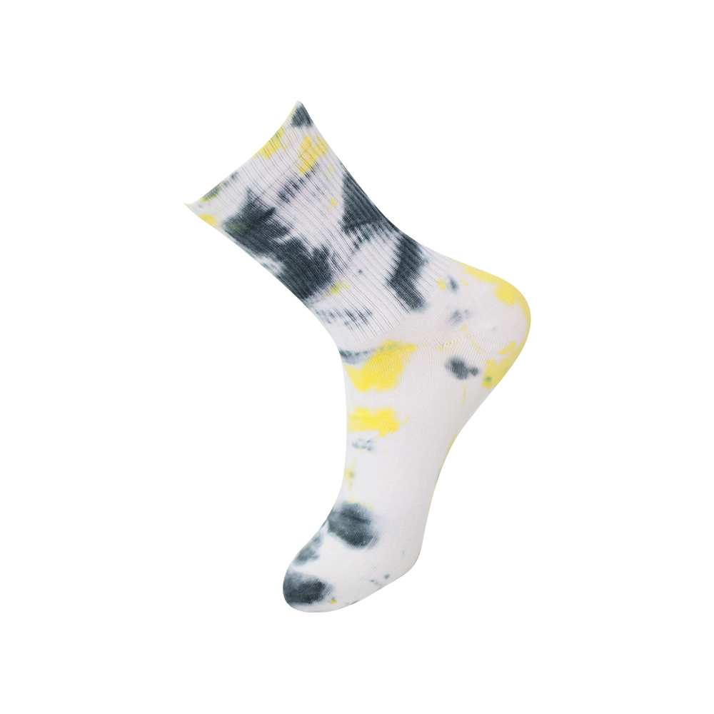 Mid tube tie-dye round toe cotton socks