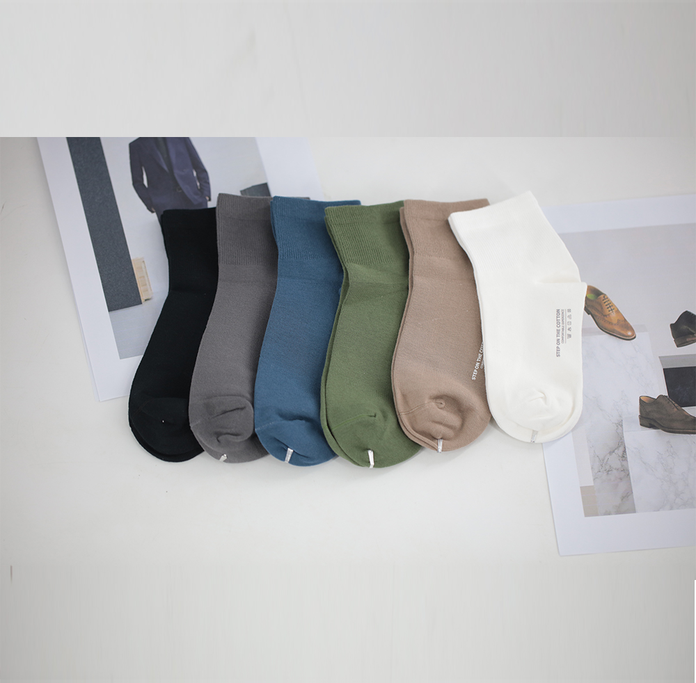 Men's pure cotton mid-tube casual socks