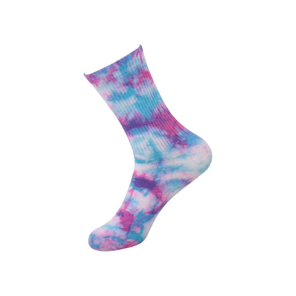 Mid tube tie-dye round toe cotton socks