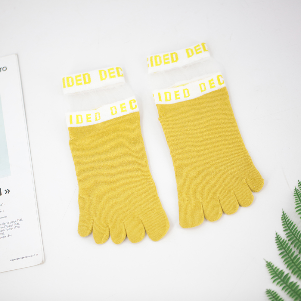 Transparent socks five-toed short cotton socks