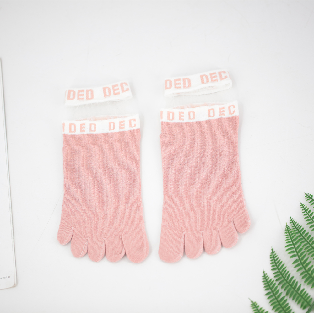 Transparent socks five-toed short cotton socks