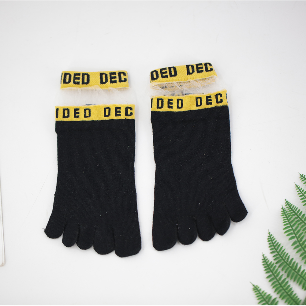 Transparent socks five-toed short cotton socks