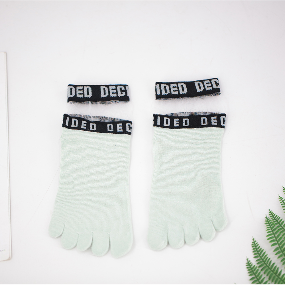 Transparent socks five-toed short cotton socks