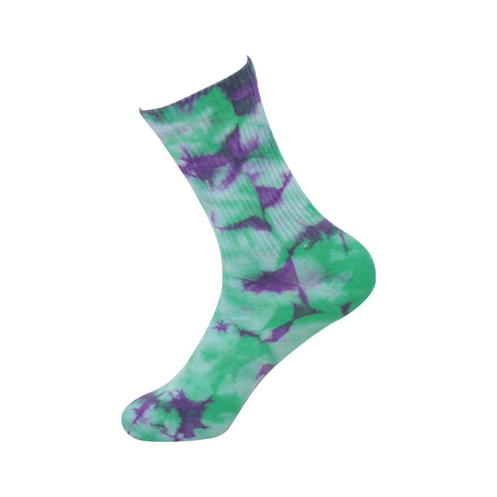 Mid tube tie-dye round toe cotton socks