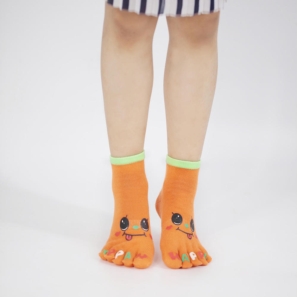 Children's offset printing short five-toed socks
