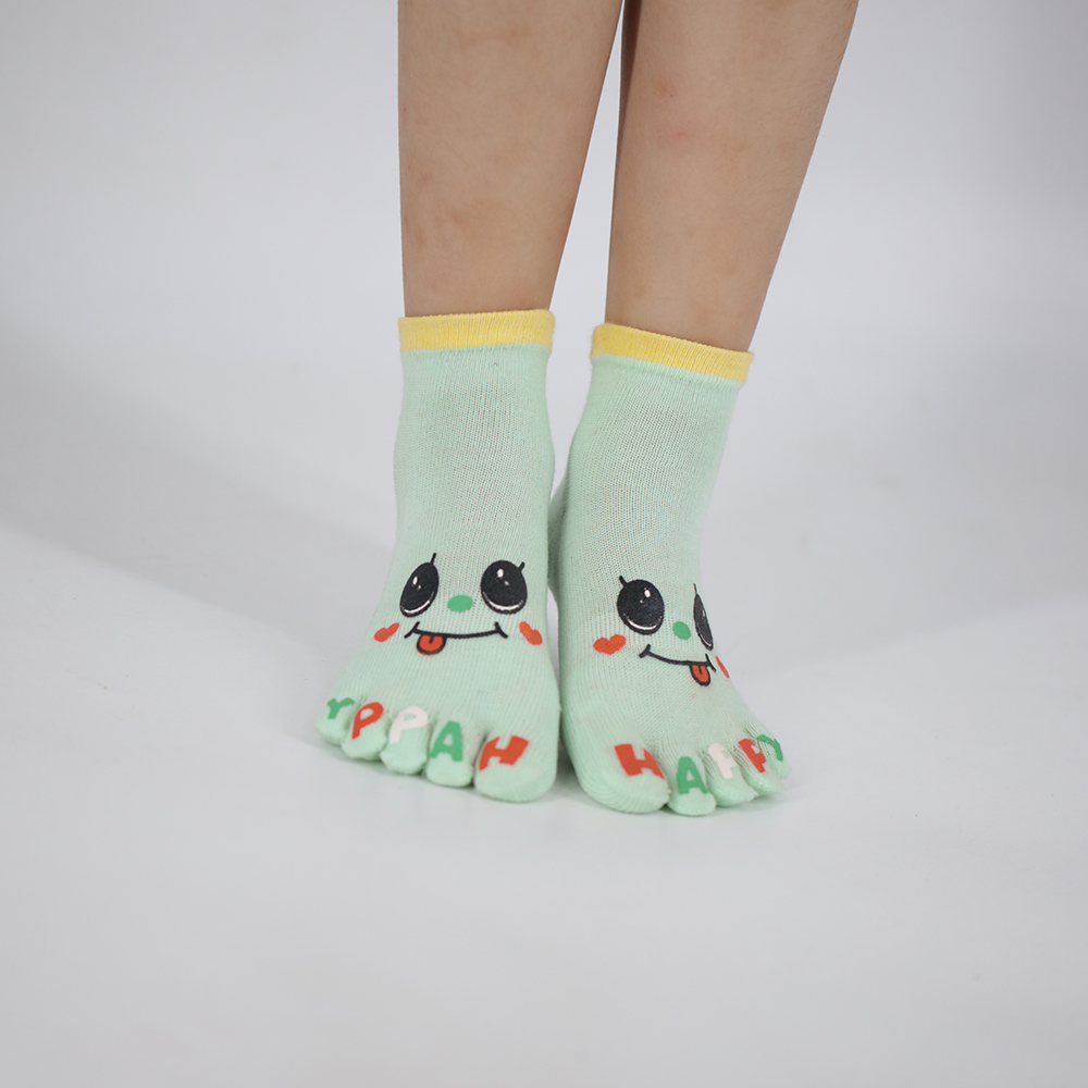 Children's offset printing short five-toed socks