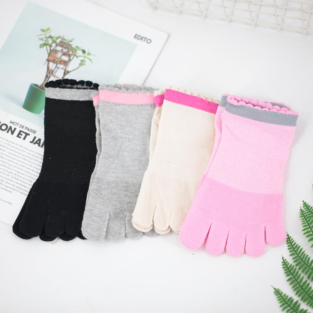 Lace socks solid color five-toed socks
