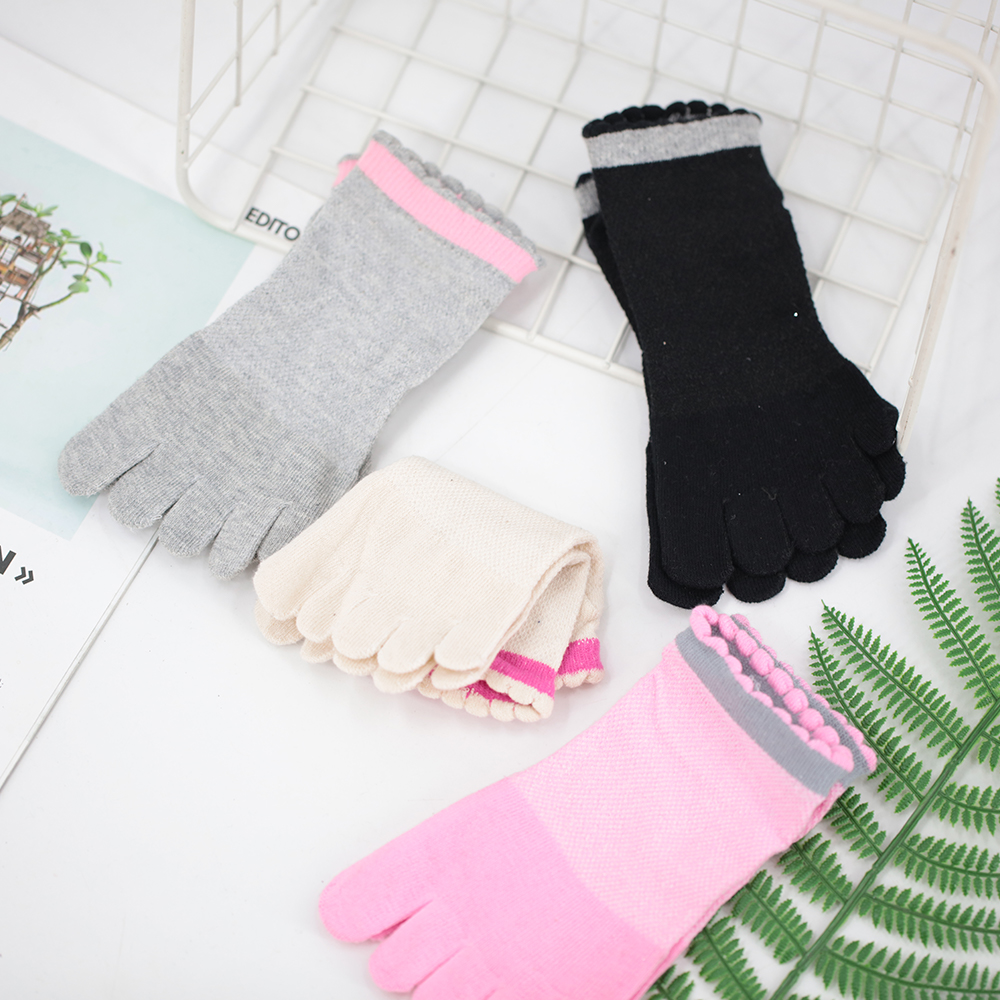 Lace socks solid color five-toed socks