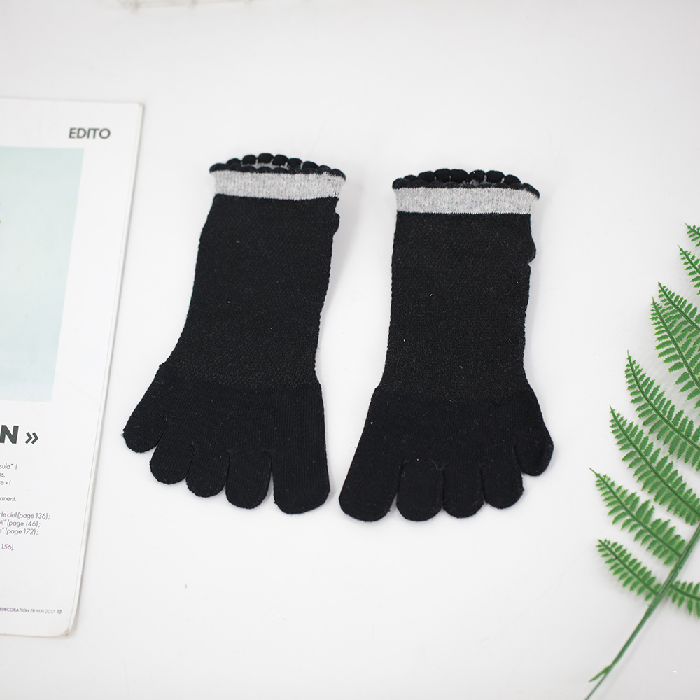 Lace socks solid color five-toed socks