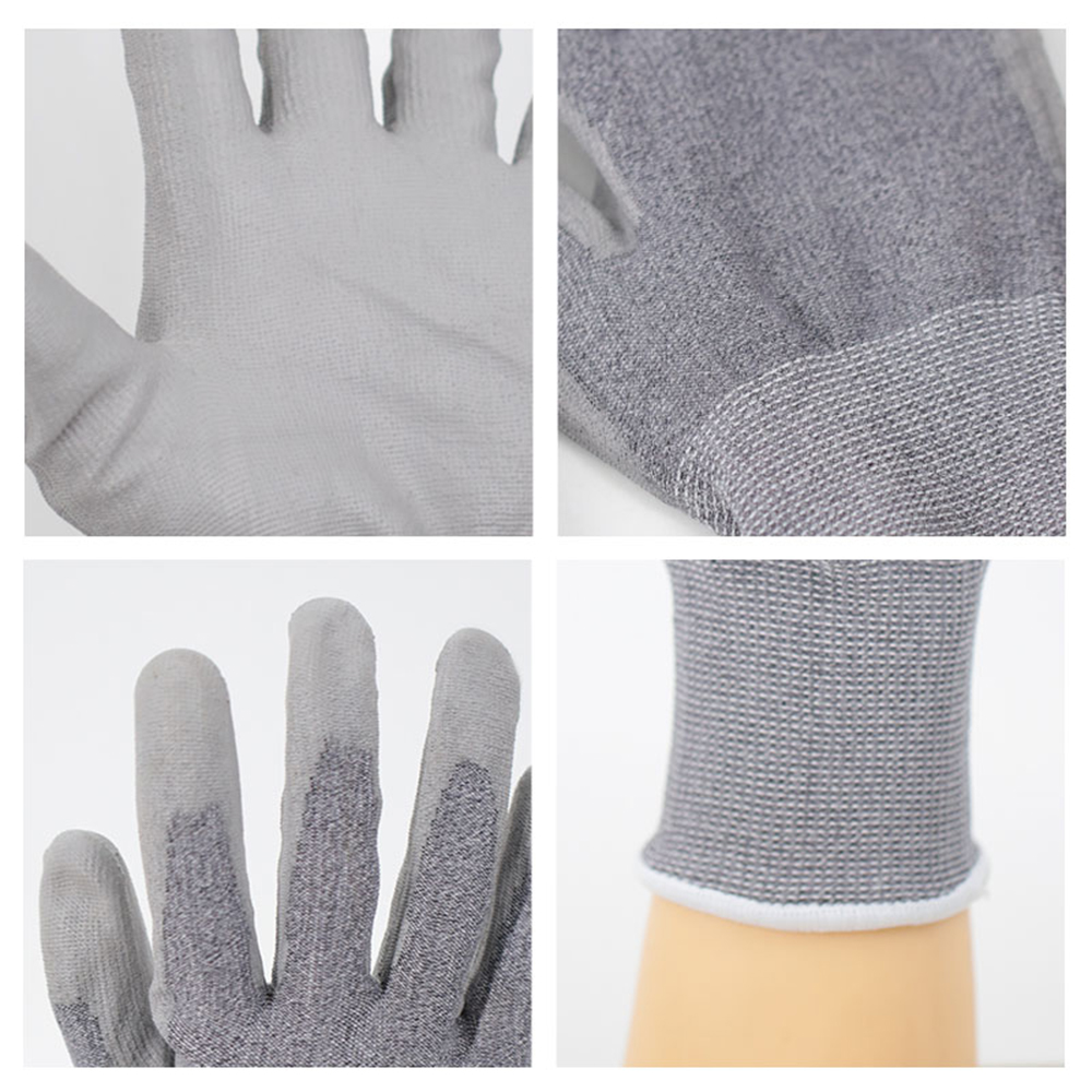 18-Pin A3 dipped PU cut resistant gloves