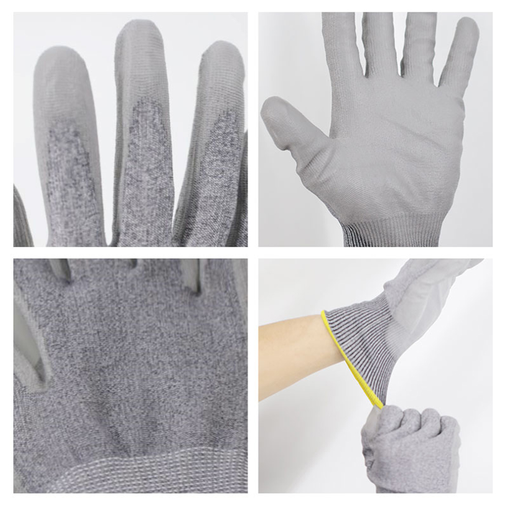 18-Pin A5 dipped PU coating cut resistant gloves