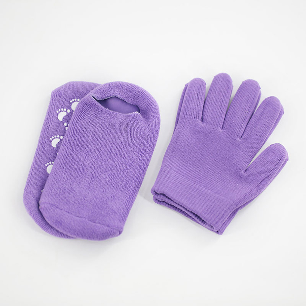 Cotton essential oil gel spa socks and gloves set