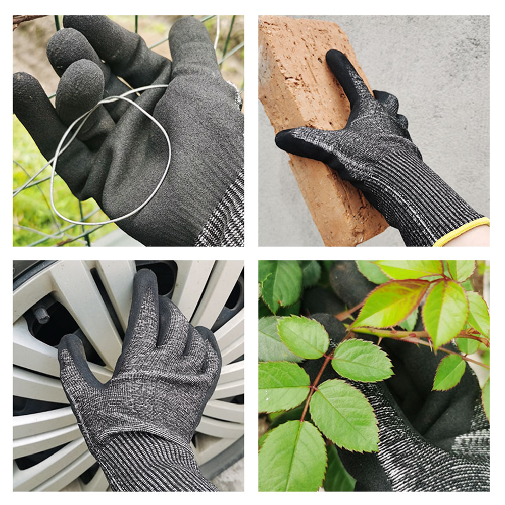 Dipped butadiene glossy frosted cut resistant gloves