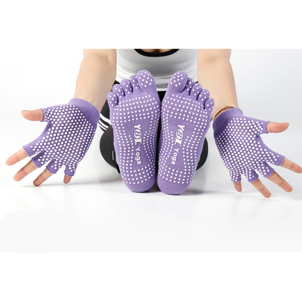Five toe full toe yoga socks and gloves set