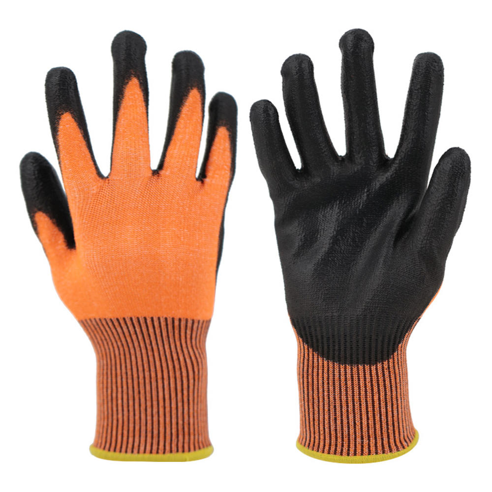 Grade 5 wear-resistant dipped PU cut-resistant gloves orange