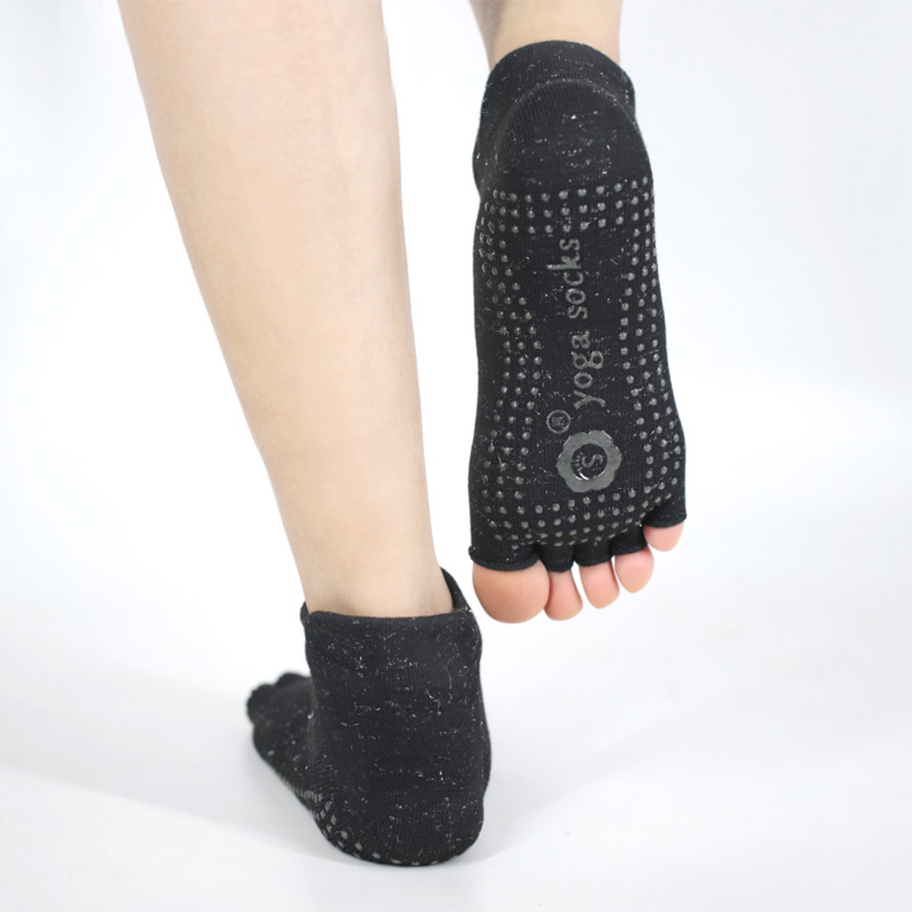 Shiny silk half toe yoga socks