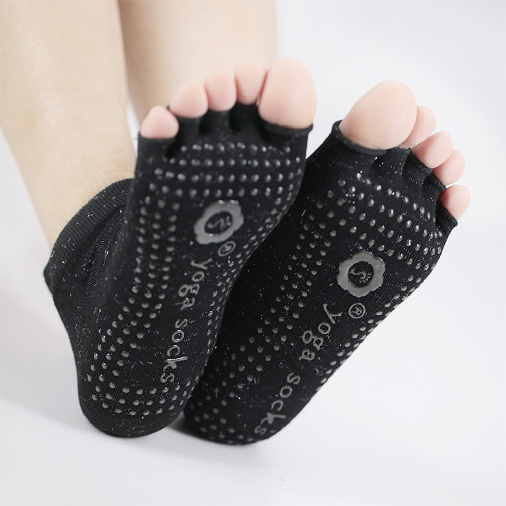 Shiny silk half toe yoga socks