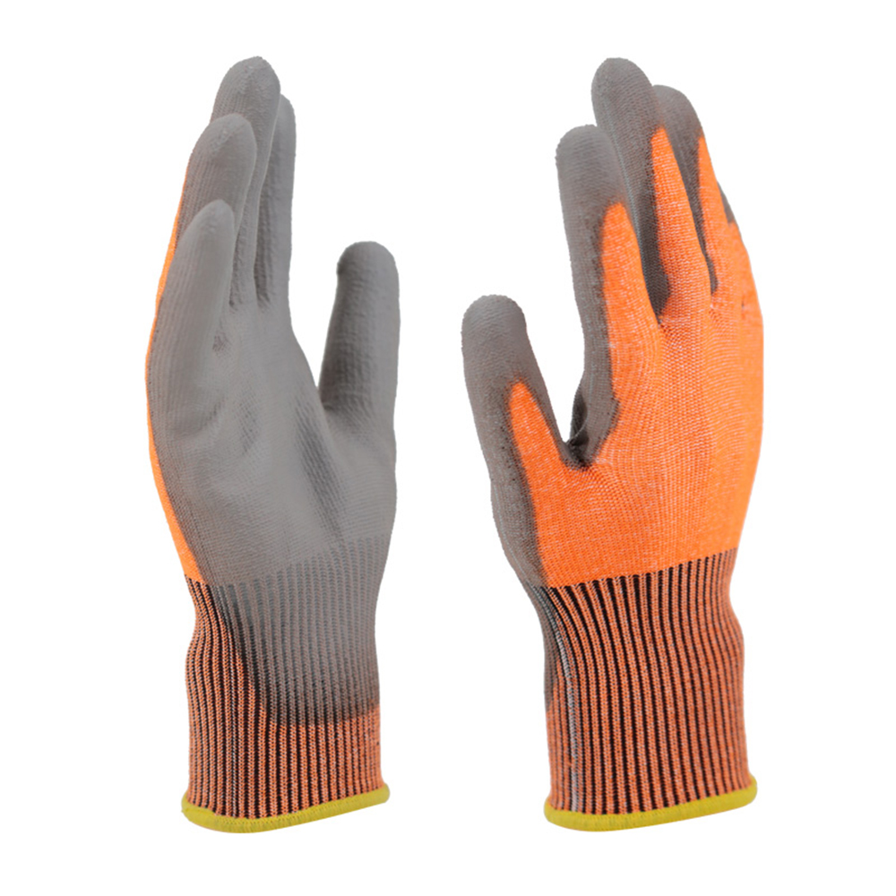 Grade 5 wear-resistant dipped PU cut-resistant gloves orange