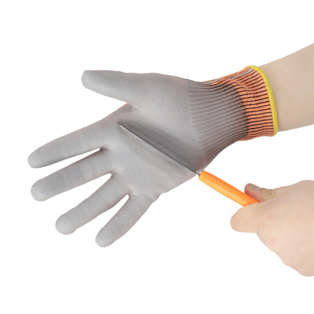 Grade 5 wear-resistant dipped PU cut-resistant gloves orange