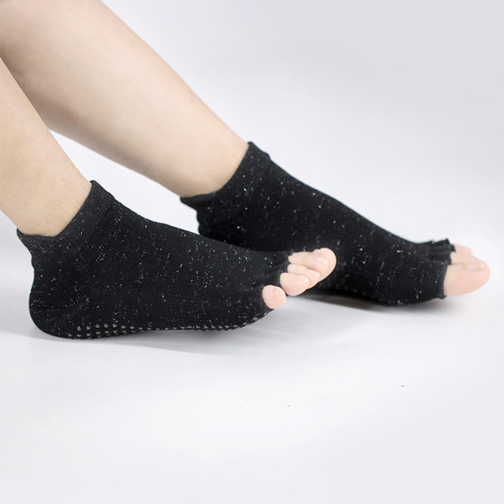 Shiny silk half toe yoga socks