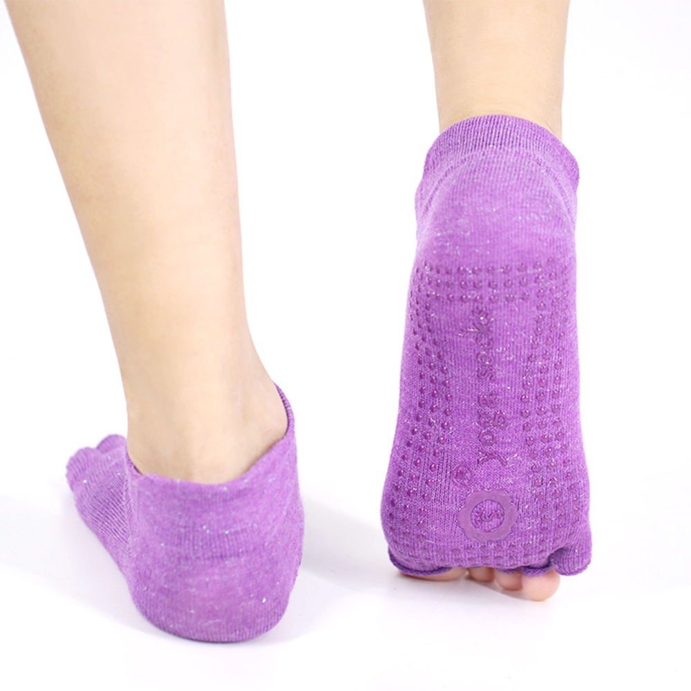Shiny silk half toe yoga socks